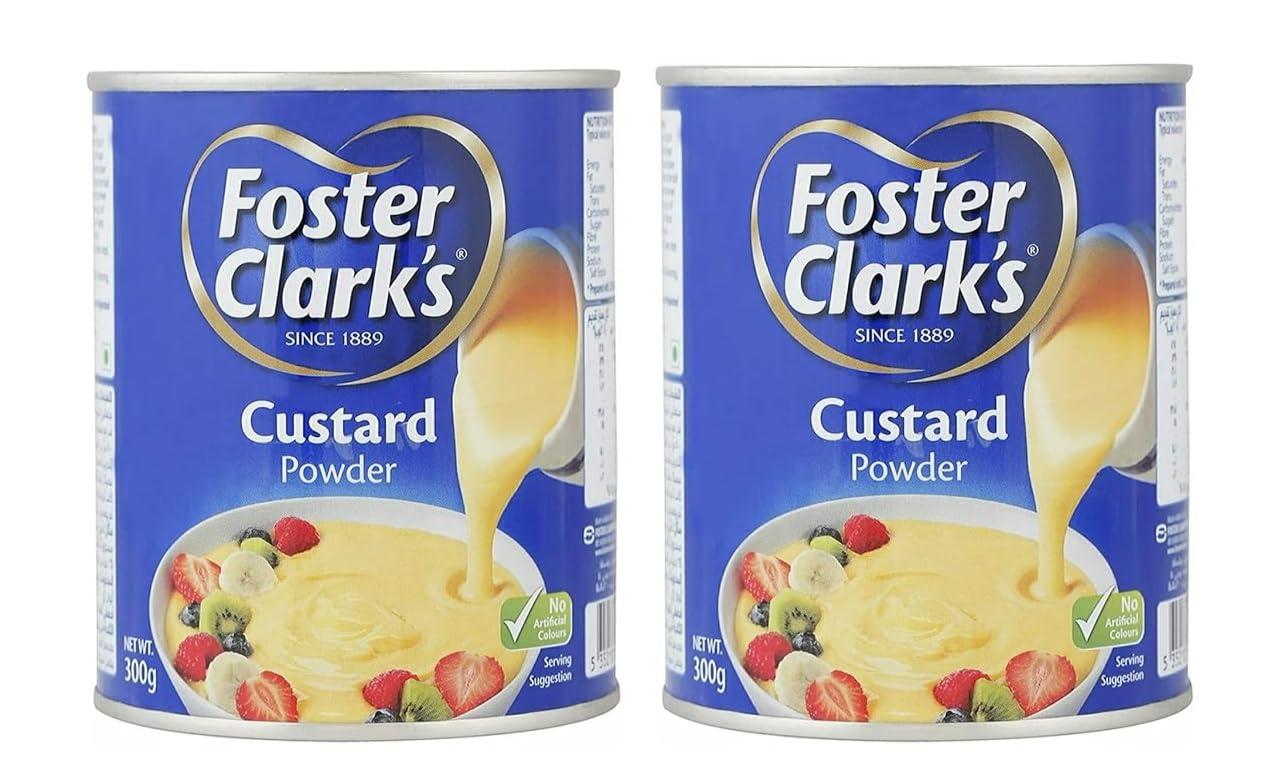 Generic Foster Clarks Custard Powder Real Vanilla For A Rich And Authentic Flavor. Tarts, Trifles, And Fruit Salads dessert mix Each 300gm (Pack Of 2)