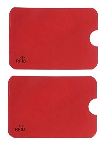 Eatech Eatech Safe Secure Protection Anti-Theft/Scan RFID Blocking Reader Lock Sleeve Aluminium Foil Protector Case Holder Cover for ATM Credit Debit Forex Travel NFC I Card | Pack of 2 Pieces (Red)