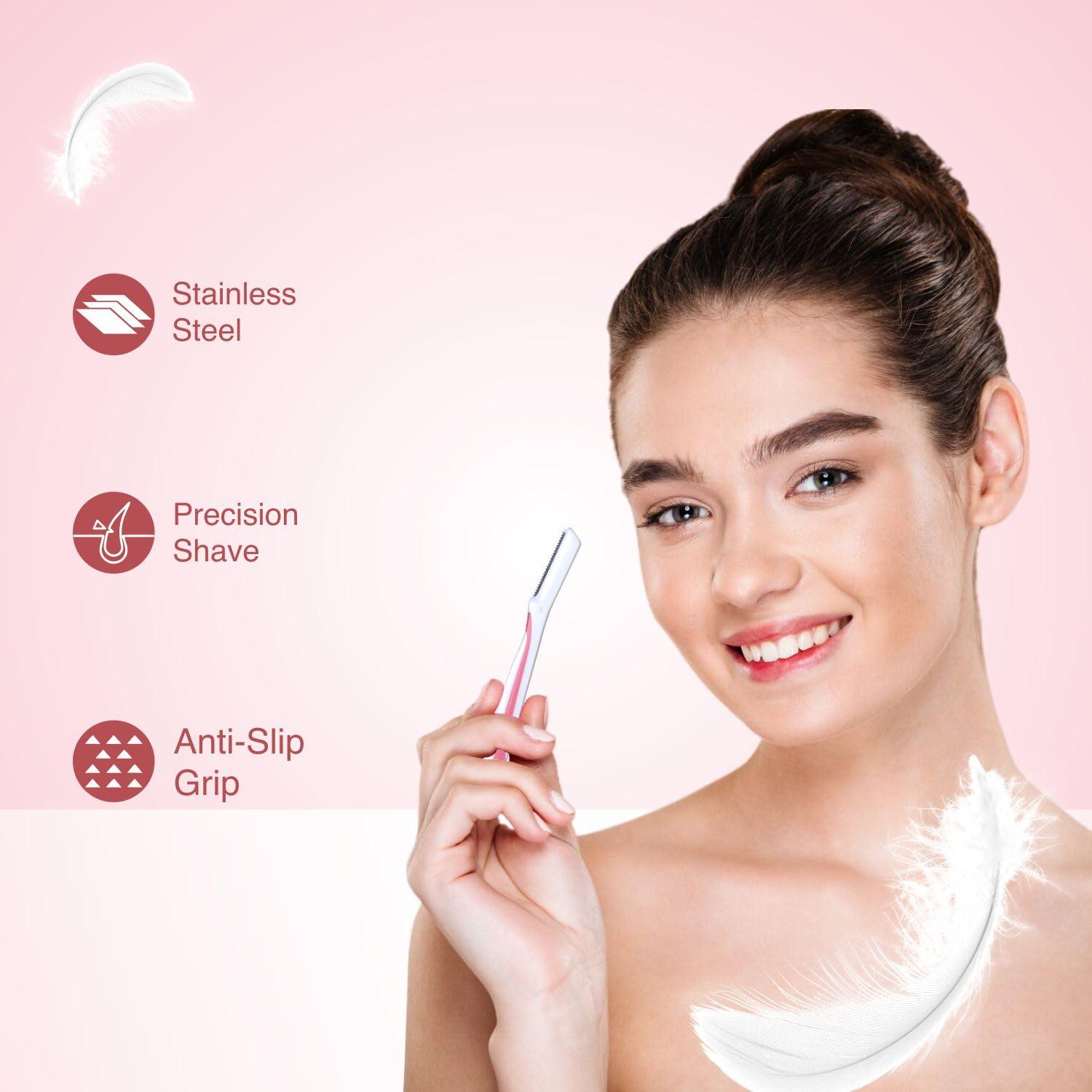 Nivve Nivve Reusable Face Razor for Women Facial Hair- 3 Razors | Instant & Painless Hair Removal | For Eyebrows, Upper Lip, Forehead, Peach Fuzz, Chin and Sideburns (1)