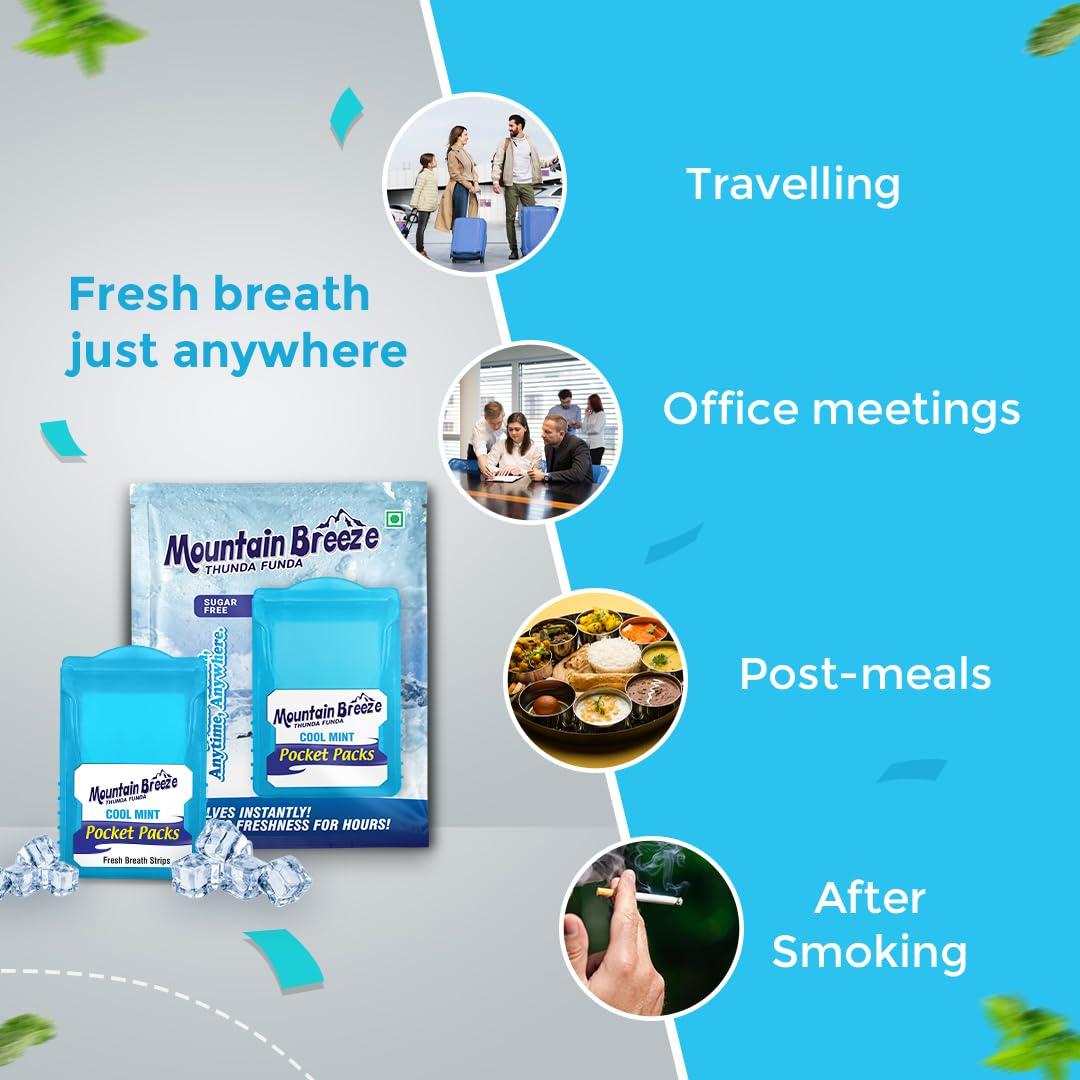 Mountain Breeze Mountain Breeze Oral Hygiene Mouth Freshener Sugar Free Coolmint Flavoured Breath Strips (18 Strips each Cassatte) - Pack of 1(12 Cassette).