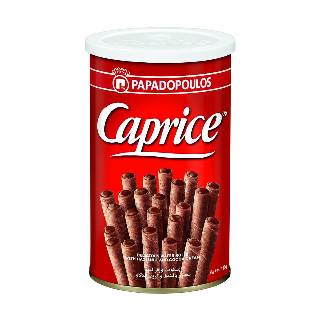 Caprice Caprice Classic Delicious Wafer Roll Sticks with Hazelnut and Cocoa Cream, Smooth Crunchy Snacks, Biscuits, Crackers, Sweet Treats for Kids and Adults, 115gms (Pack of 1)