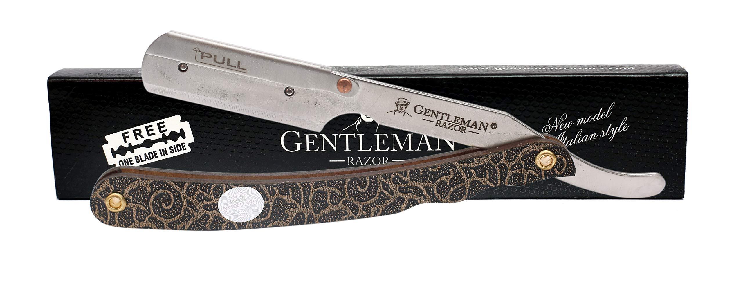 GENTLEMAN GENTLEMAN WOODEN LOOK barber razor barber razor for men professional razor for men ustra razor shaving razor men straight edge razor saloon razor for men PACK OF 3 (FREE Blade Inside)