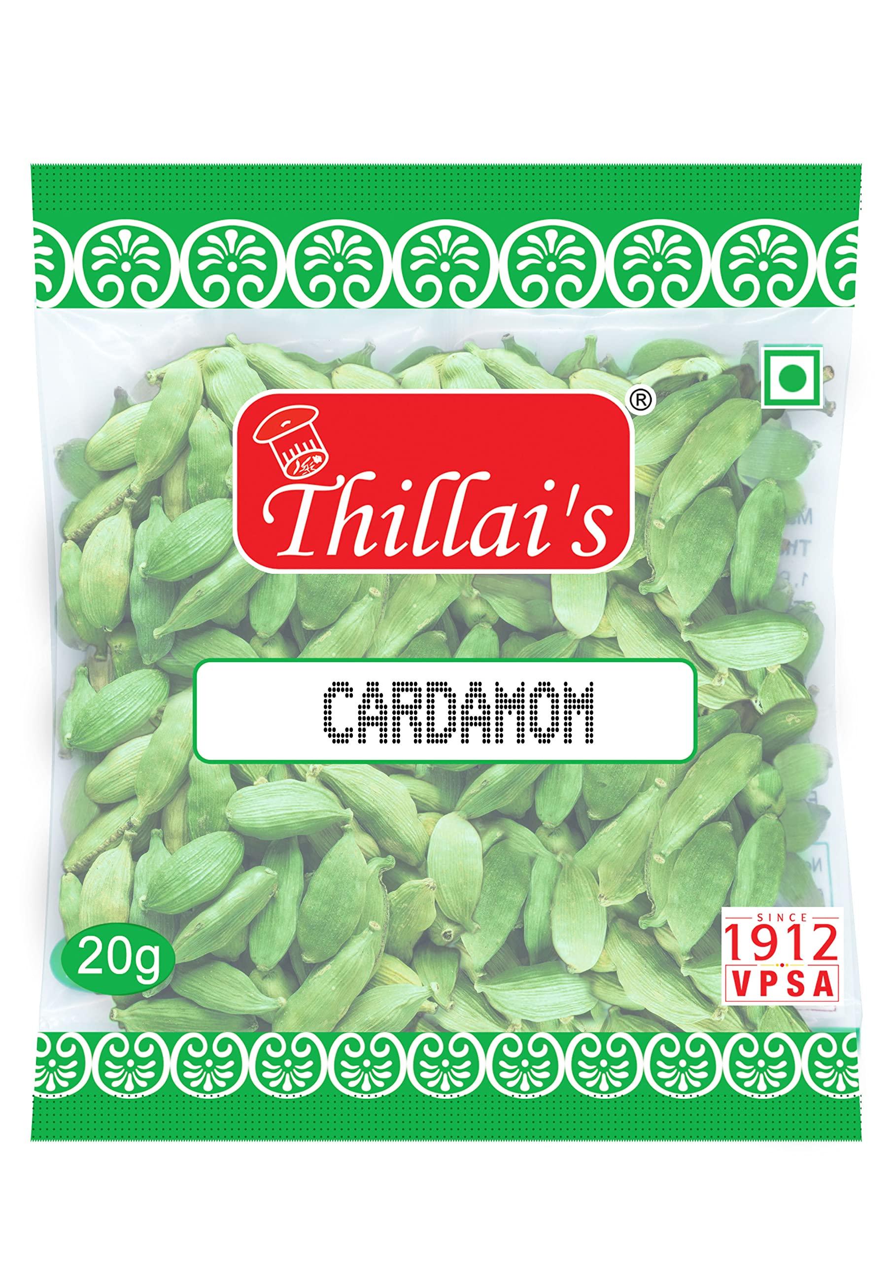 Thillai\'s Thillais Easy Cardamom - 20g | Whole Spices | Green Cardamom/Elaichi Whole | World\'s Best with Superior Aroma | Indian Cardamom Seeds | Natural | pack of 1