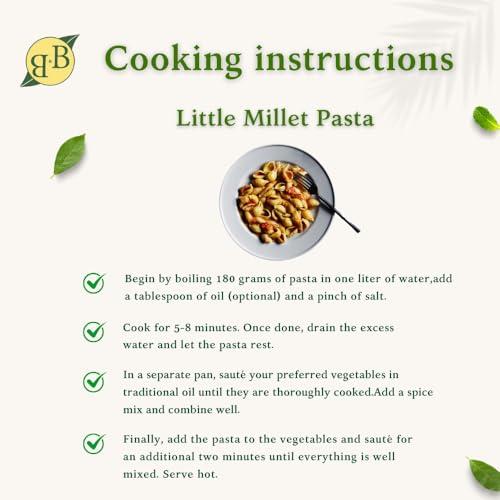B&B Organics 5000 BC Little Millet Pasta (180g Pack of 2)/ Saamai pasta/Natural and Preservative Free/Zero Additives