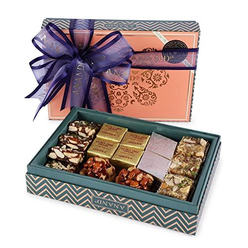 ANAND ANAND Sweets Raksha Bandhan/Rakhi Royal Delicacies Gift box | Assorted Sweets (375g) + Rakhi + Greeting card combo/Rakhi Set | Mouth Watering Pure Desi Ghee sweets | For brother, sister, bhabhi