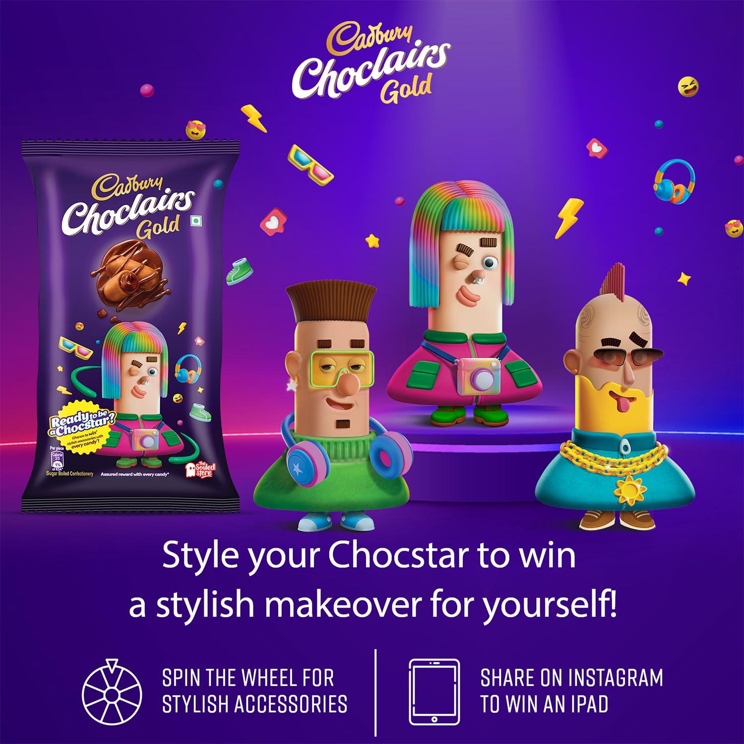 Cadbury Cadbury Choclairs Gold (110 Candies * 5.5g Each), 605g & Cadbury Hot Chocolate Drink Powder Mix, 200 g