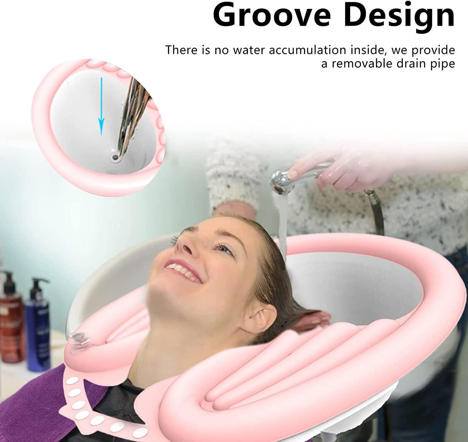 Kixre Kixre Hair Wash Basin, Shampoo Bowl for The Elderly Disabled,Bedridden,Handicapped,Inflatable Hair Wash Rinse Basin Washing Sink for Pregnant Woman, Bedside and in Bed Hair Washing Tray