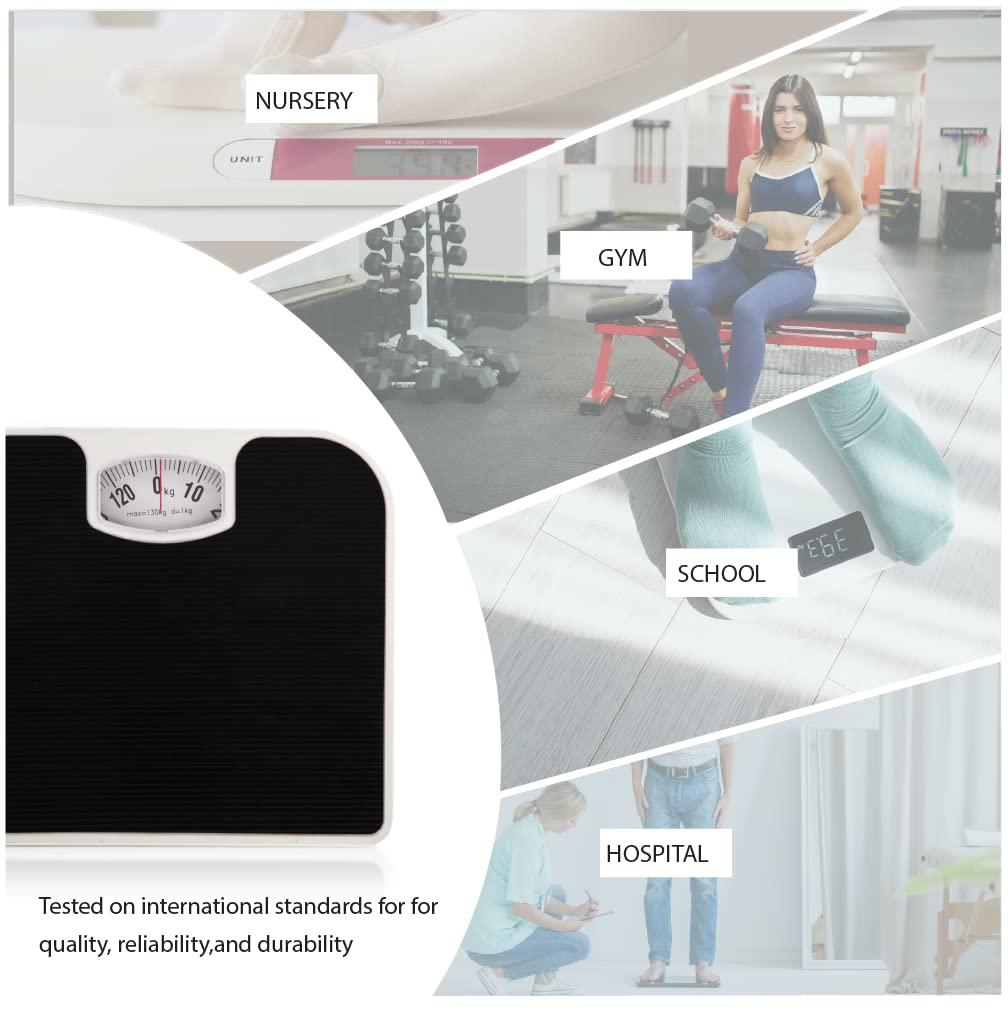 Anko Anko Australia Manual Weighing Machine | Anti-Slip Mat Platform | Heavy Duty Steel Body Weighing Scale for Body Weight | Precision scale with Auto-Calibrating Sensors | Black, 130kg Capacity