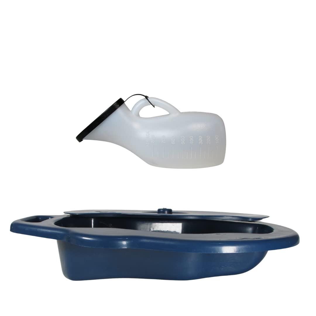 Scientific Indian Scientific Indian I Bed Pan with Lid for Male Female Elderly Patient I Urine Pot Collector I Hospital Grade Polypropylene (WIDE BED PAN + FEMALE URINAL)