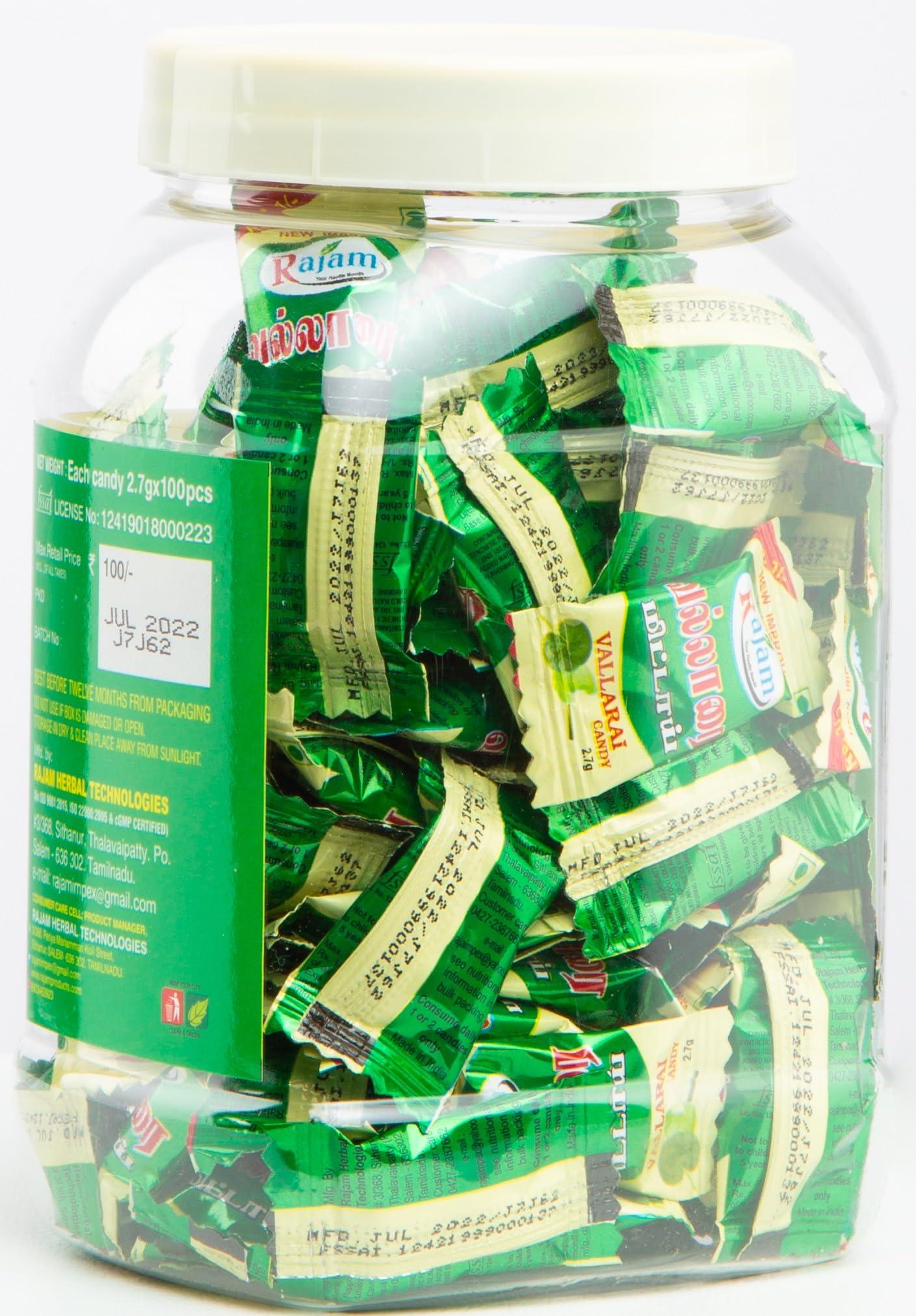 Rajam Rajam Vallarai Candy 270 Gram (Rs.1 pouch * 100 candy) - Vallarai Mittai