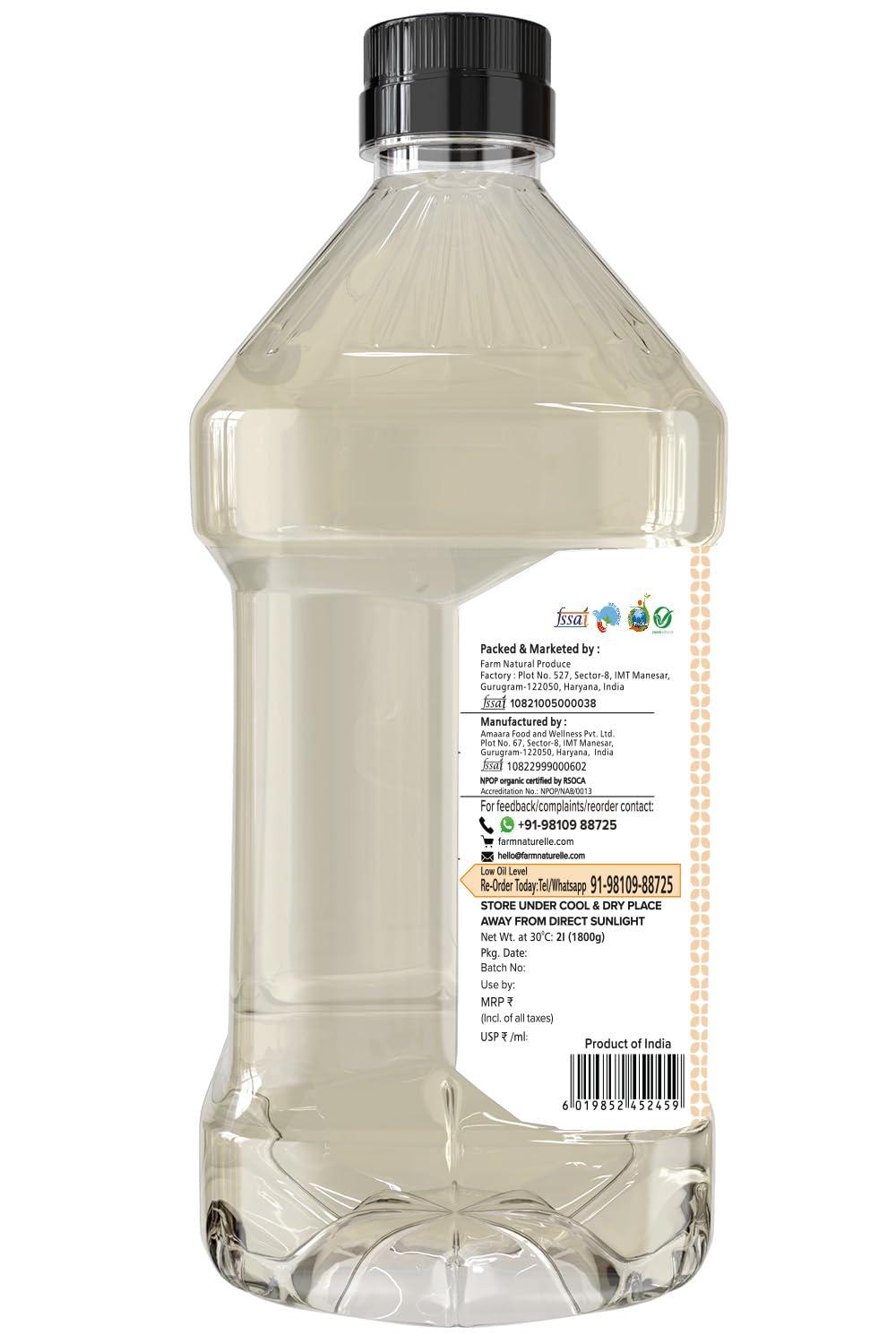 Farm Naturelle Farm Naturelle - 2 Ltr Organic Extra Virgin Cold Pressed Coconut Oil | 100% Pure Organic & Edible Cooking Oil | For Cooking, Help Skin & Hair Health, Oil Pulling (Pet Bottle)