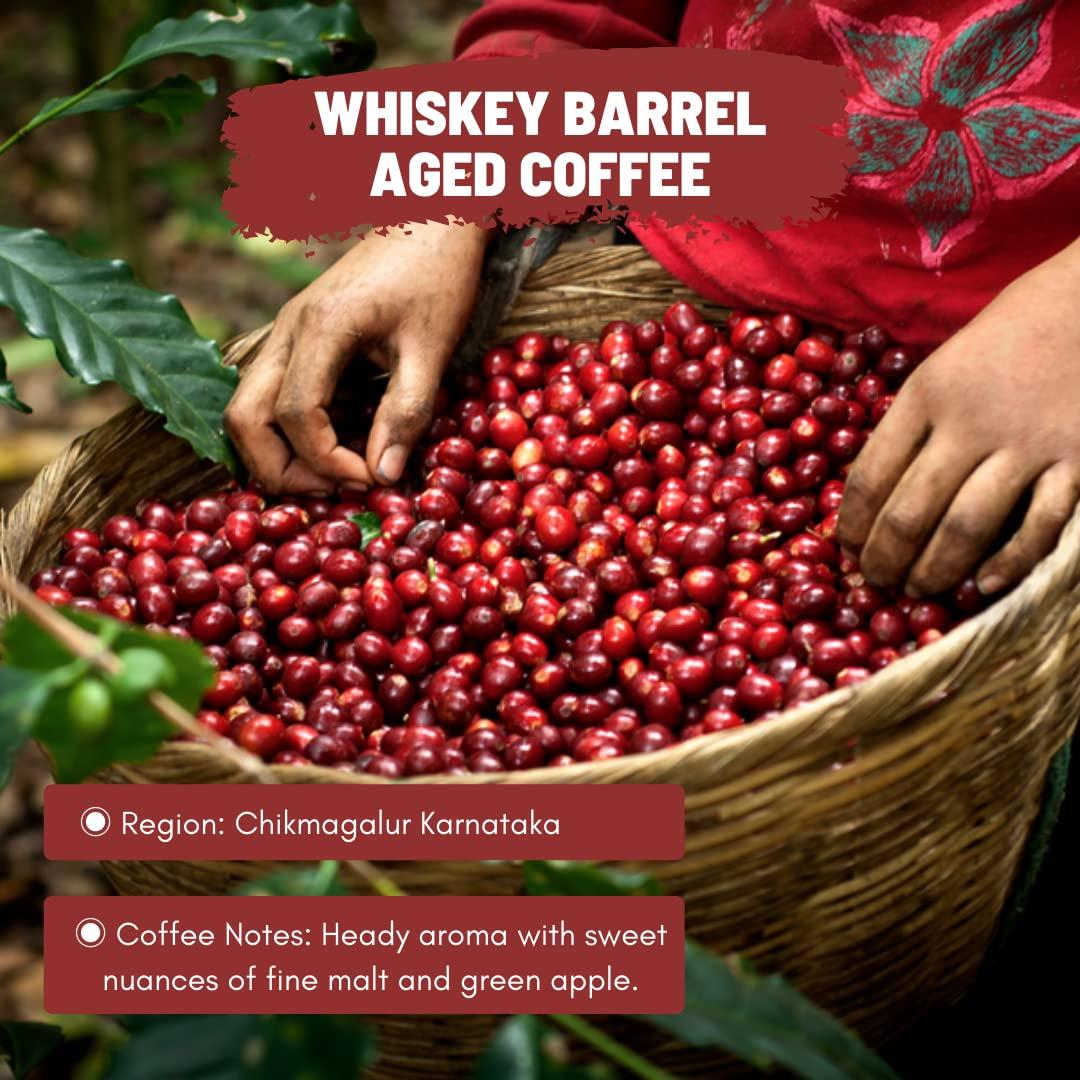 Toffee Coffee Roasters Toffee Coffee Roasters Single Malt Whiskey Barrel Aged Coffee| As Seen On Shark Tank | 100% Arabica | Grounded Coffee | Grind: Hario V60 | Size 250 gm, Bag