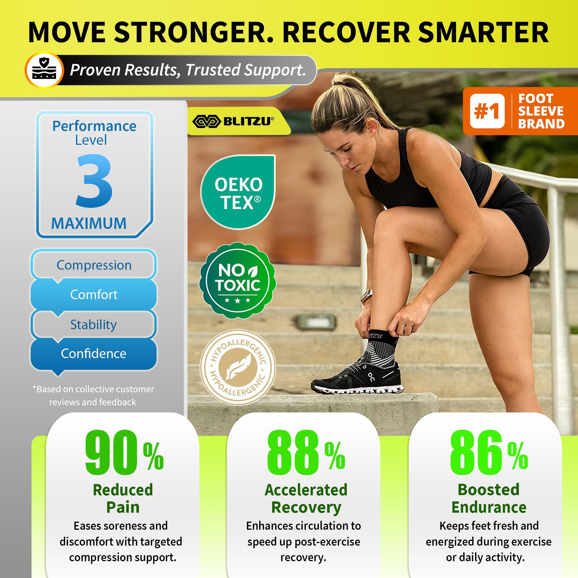 BLITZU Plantar Fasciitis Sock Leg & Foot Supports Planters Faciatias Heel Support Compression Foot Sleeves Toeless Compression Socks Swollen Ankles and Feet Treatment Nano Socks for Women Green S-M