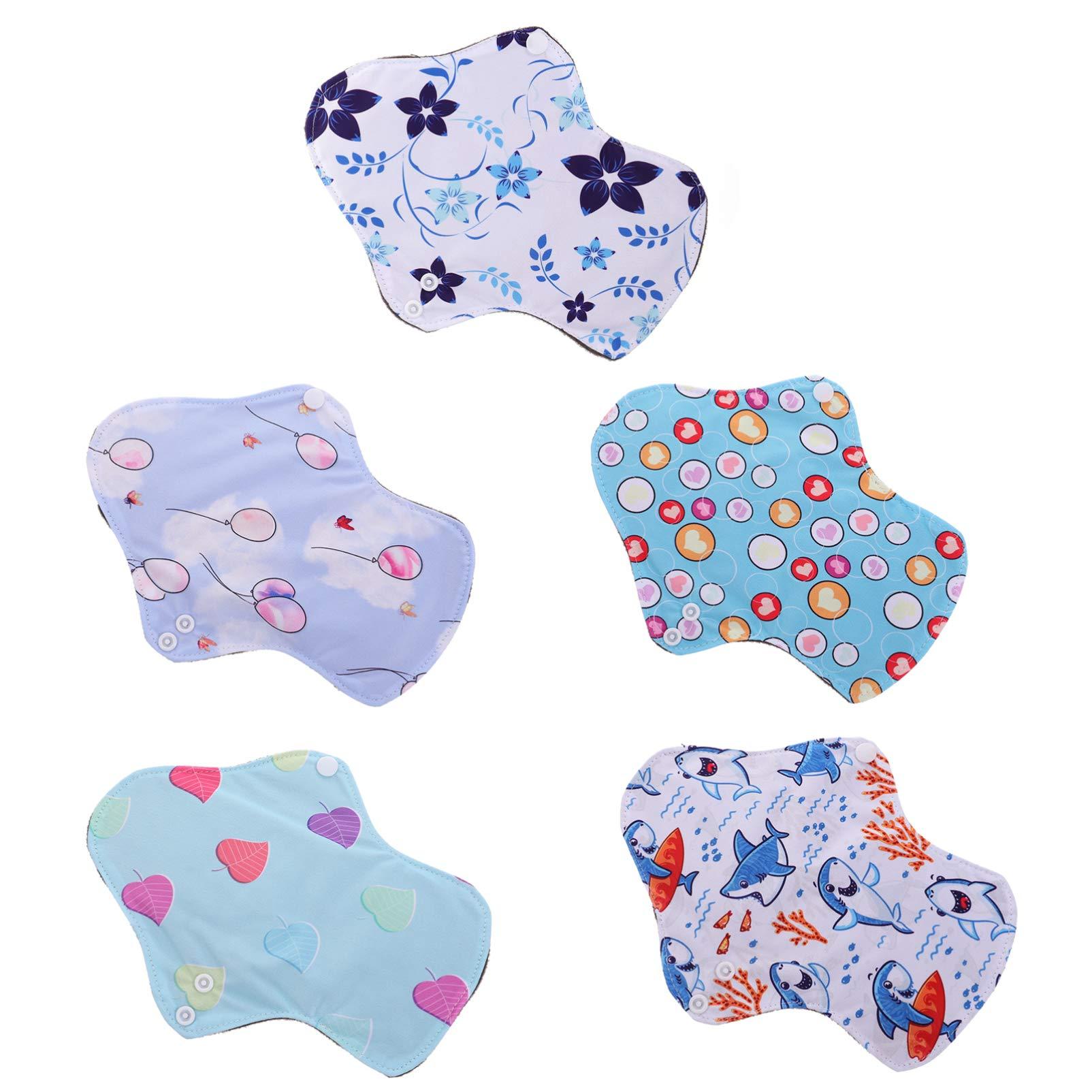 Artibetter ARTIBETTER 6Pcs Menstrual Pads Sanitary Pads Washable Bamboo Menstrual Cloth Pads Incontinence Pads with Bag for Women Girls (Random Color)