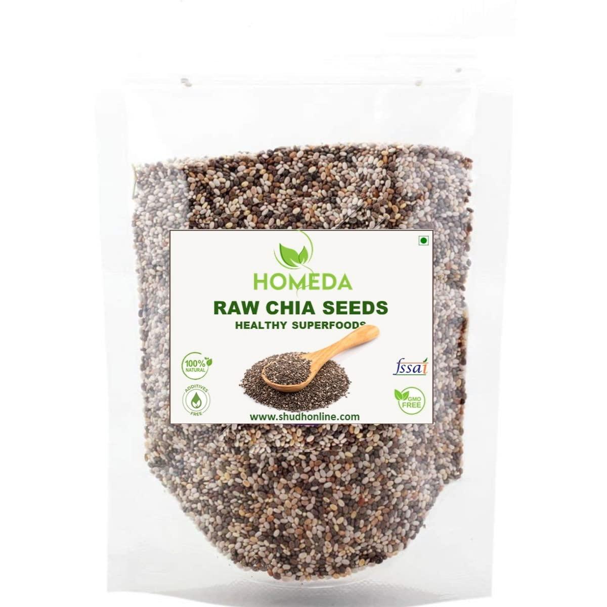 Homeda Homeda Organic Chia Seeds (1 Kg / 1000g) Premium, Raw, Unroasted, Diet Snacks | Chiya, Sia, Cheea