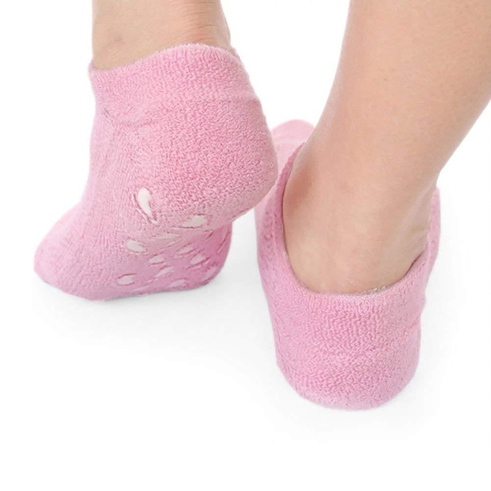 Nearstop Nearstop™ Women Men Moisturizing Gel Socks for Soften Cracked Non-Skid Soft Cotton Gripper Socks Spa Moisturizing Socks Feet Care Treatment (Pink)