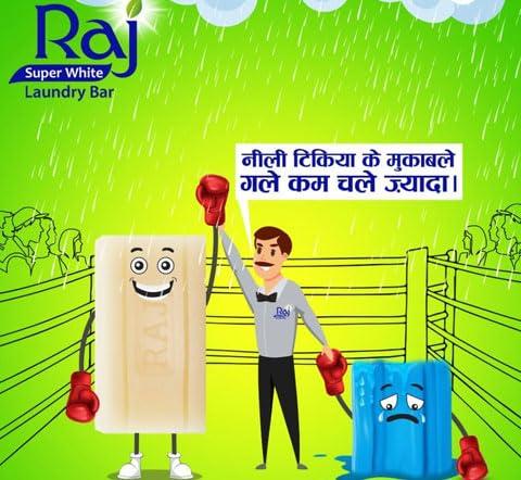RAJ SUPER WHITE Raj Super White Laundry Soap For Clothes | Removes Tough Stains |, 70g x 20 (Pack of 20)