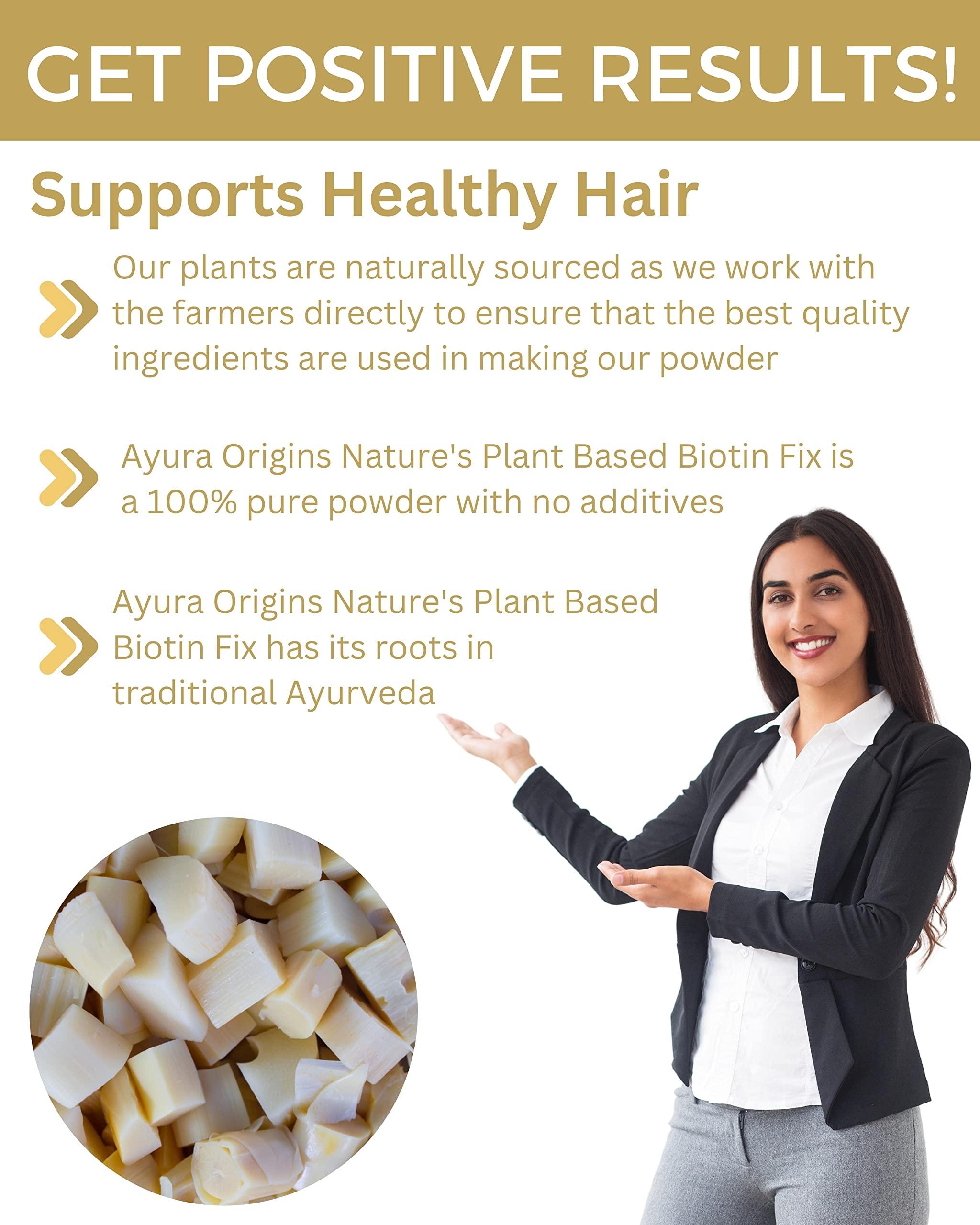 AYURA ORIGINS AYURA ORIGINS Nature\'s Plant Based Biotin Powder Fix Reduce Excessive Hairfall Promote Better Hair Health Vegetarian 100Gm 50 Servings