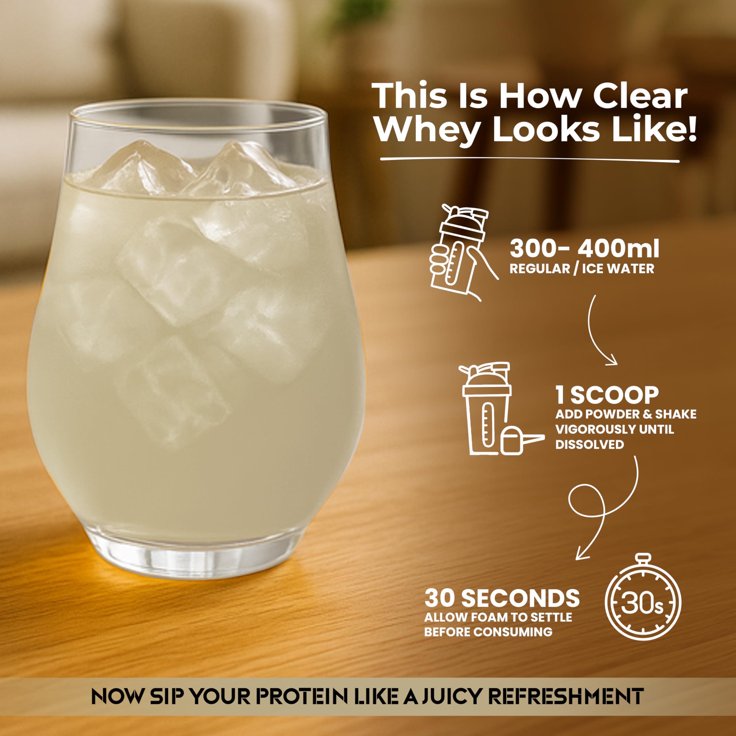 Protyze Protyze Anytime Clear Whey Protein Isolate | 24 g Protein/Scoop | 7.2 g BCAA | Gluten-Free | Low Carb | Light and Refreshing | Muscle Growth & Recovery (15 Servings, Nimbu Pani)