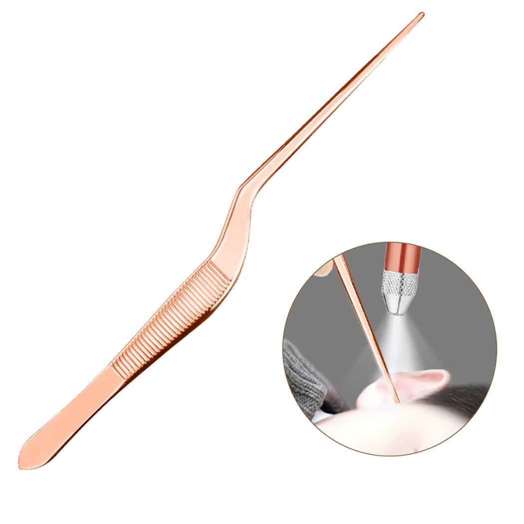 Anjetan Anjetan Ear Tweezer Kit Stainless Steel Light up Ear Cleaner Tool Ear Cleaning Tweezers Kit with Case Ear Pick with Light Ear Spoons Ear Cleaner with