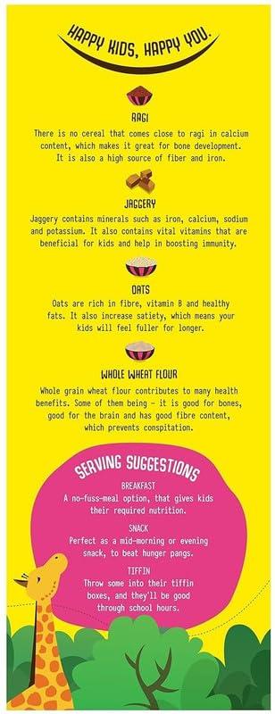 THE GROWING GIRAFFE The Growing Giraffe Multigrain Cookies (Tasty, Healthy & Nutritional Snacks for Everyone) with Ragi, Jaggery, Oats & Whole Wheat Flour | No Added Preservatives, Flavor & Color - 160 Grams (Pack of 1)