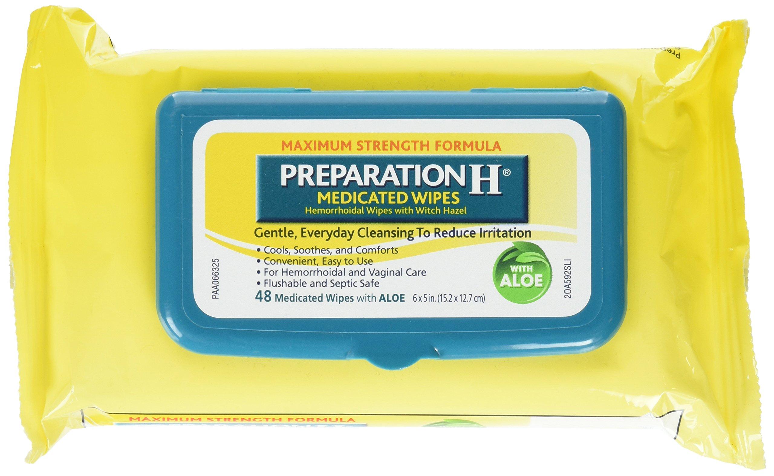 Preparation H Preparation H Medicated Hemorrhoidal Wipes with Witch Hazel and Aloe 48-Count Refill Package