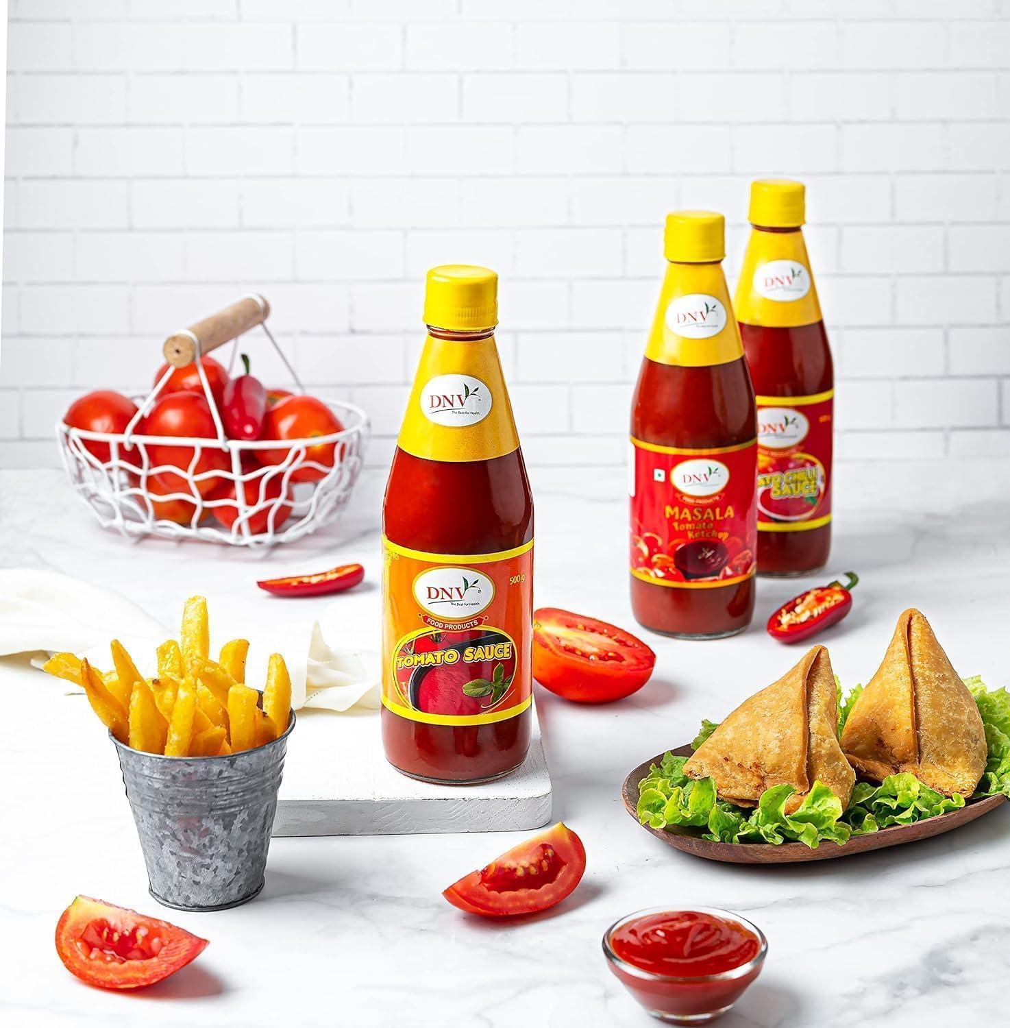 DNV DNV - Spicy Red Chilli Sauce and Tomato Ketchup Sauce Combo Pack of 400gm (200g x 2)