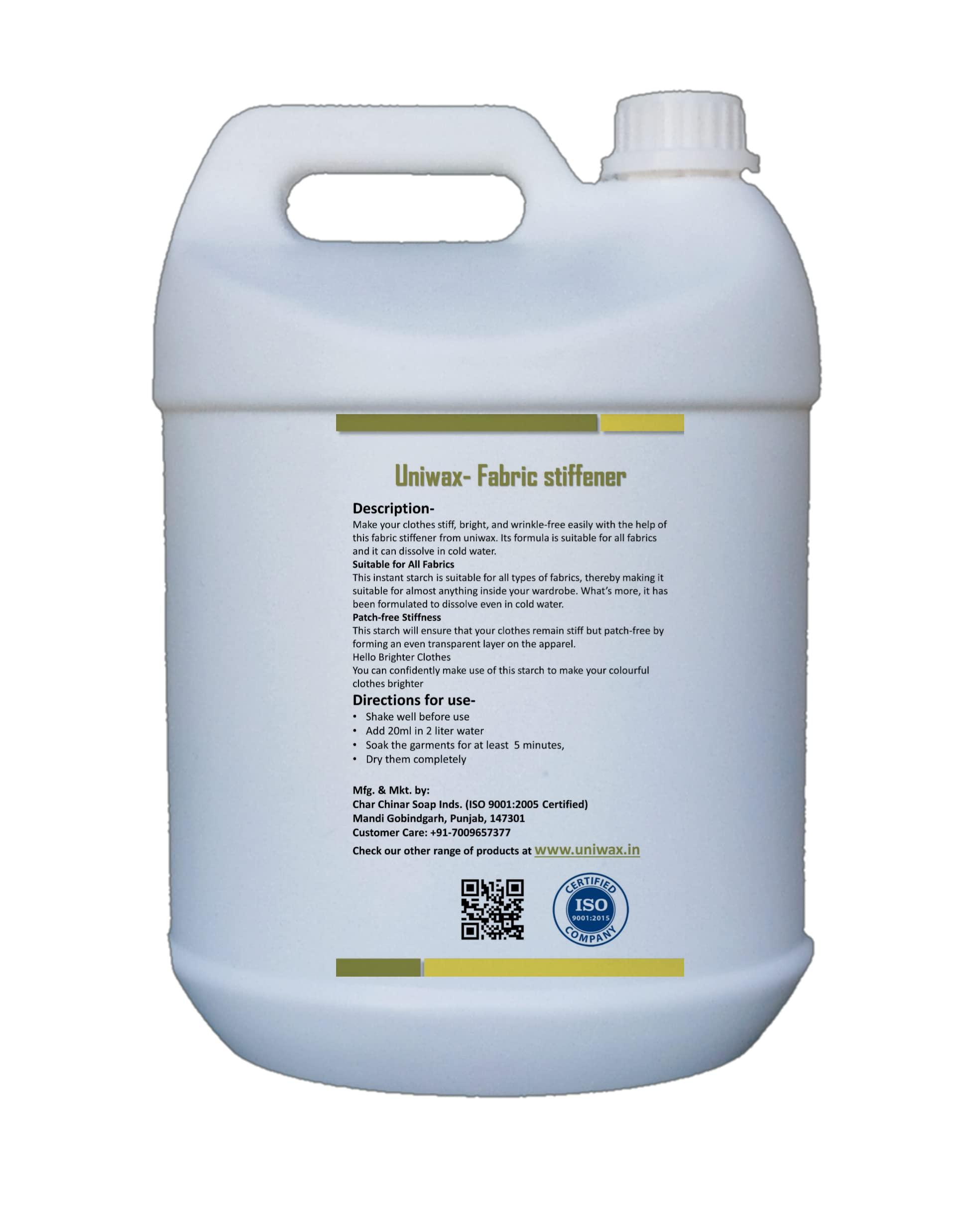 uniwax Uniwax Fabric Stiffener, Liquid Starch/Fabric Hardener 5 Litre