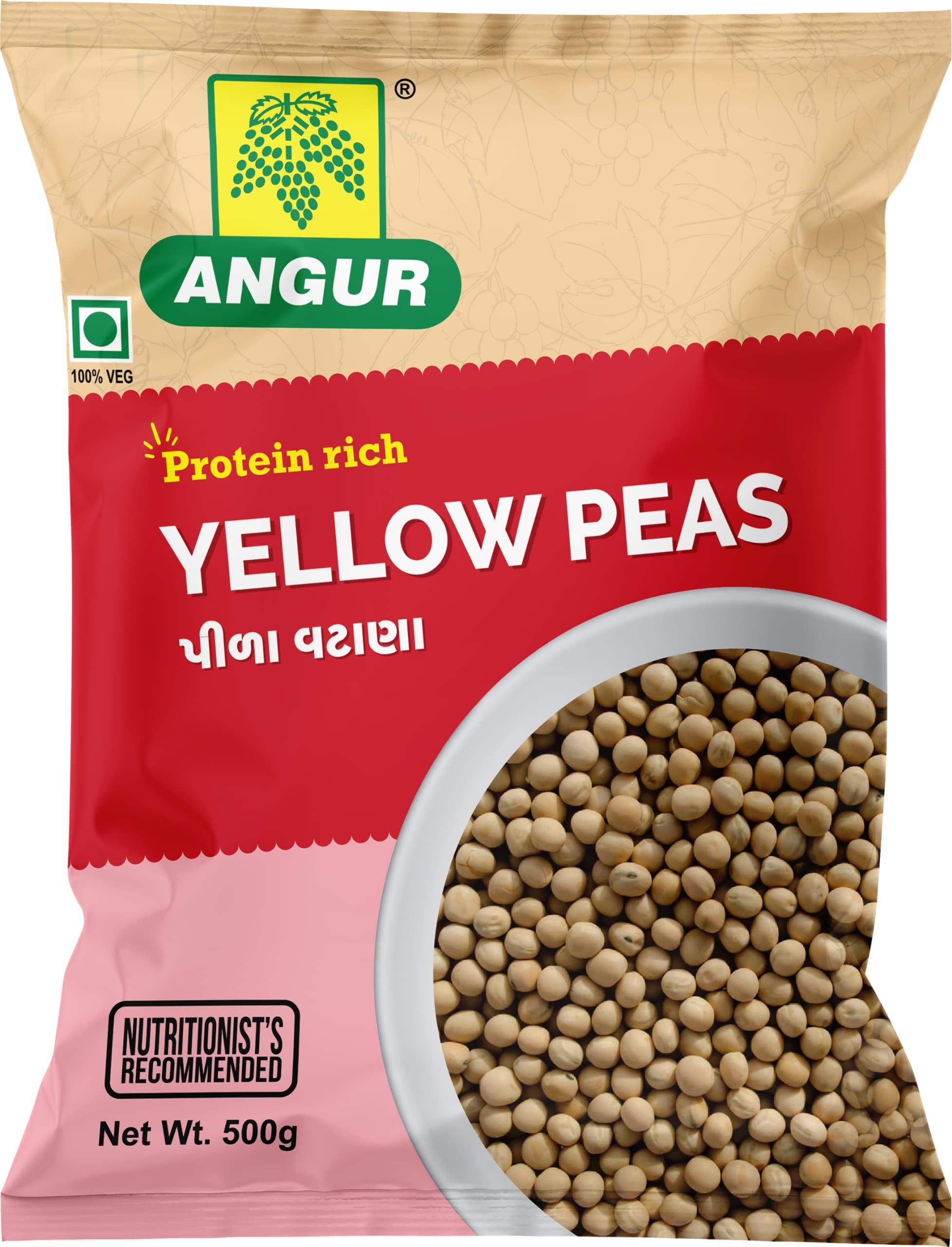 ANGUR Angur Yellow Peas 500g | Pack of 2 | Peele matar, Matar Dal - 1Kg