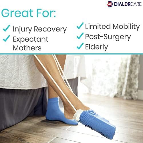 DIALDRCARE DIALDRCARE Sock Slider - The Easy on, Easy off Sock Aid Kit | Sock Aid Tool for Elderly, Disabled, Pregnant, Diabetics - Pulling Assist Device - Socks Helper (WHITE)
