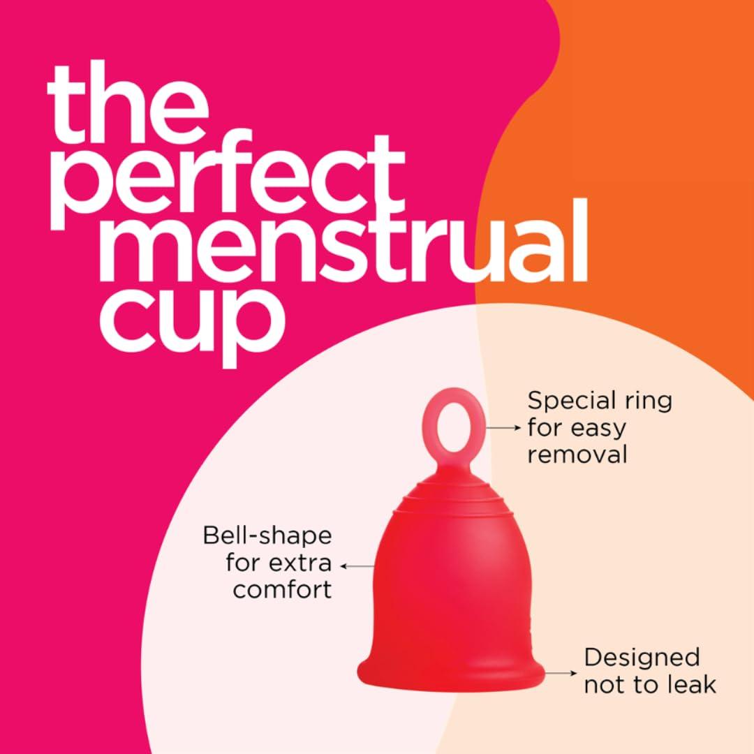 Asan Asan Menstrual Cup-Easiest Cup To Insert & RemoveISpecial Ring Design|Premium Medical Grade SiliconeIDesigned In The Usa (Heavy Flow),Pack of 1 Count,Red