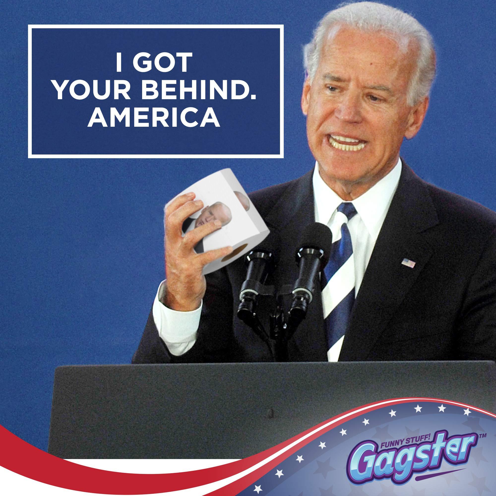 Gagster Joe Biden Toilet Paper Roll - Funny Political Novelty Gag Gift - 3 Ply Bathroom Tissue 200 Sheets in Each Roll - Laugh Out Loud Joke with Image Printed on Every Sheet | Hilarious White Elephant Idea