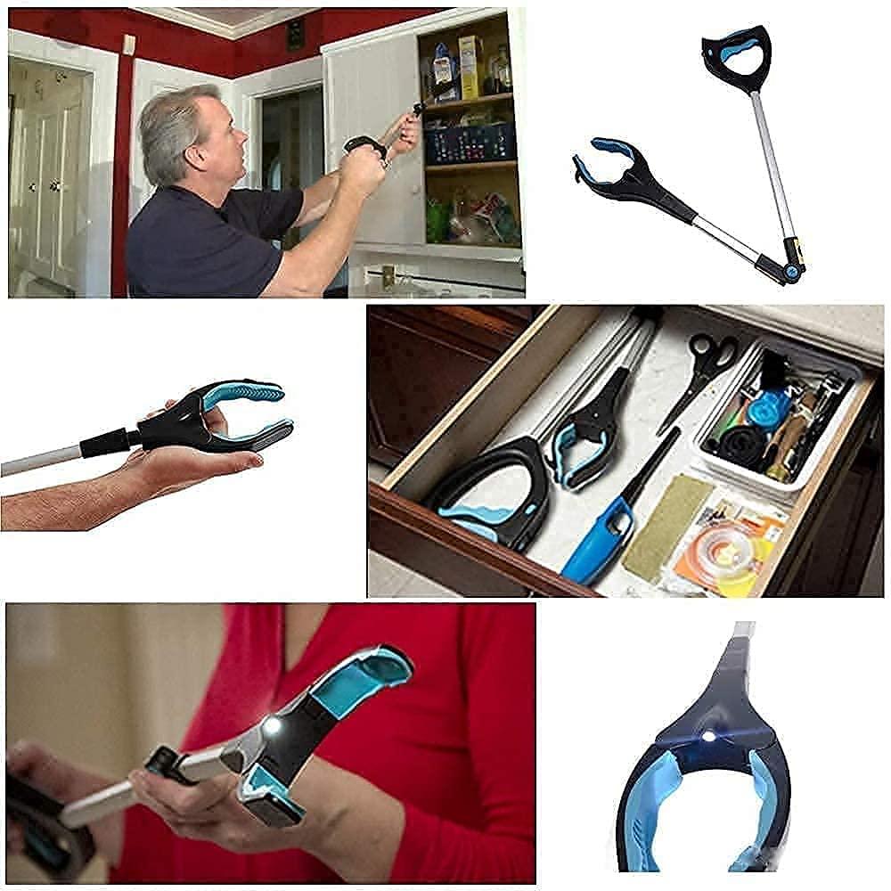 RABADIYA CREATION Grab It Ratcheting Tool with LED Folding Grabber Stick Grab It Pick up Helping Hand Grabber Reach Arm Extension Tool