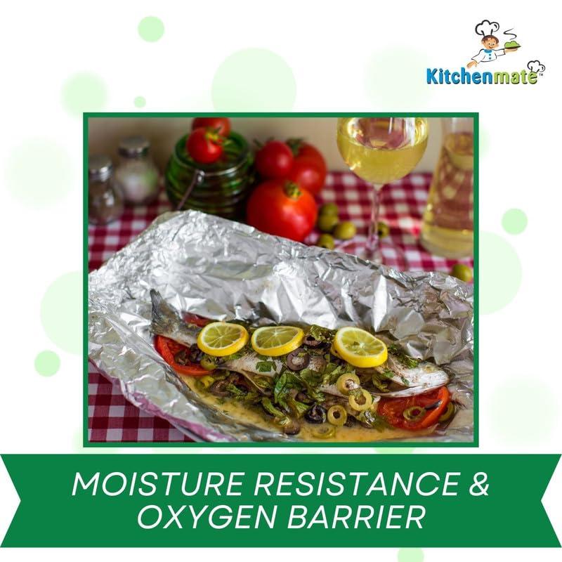 Kitchenmate Kitchenmate 9 m Aluminium Foil for Food Packing, Wrapping, Baking, Storing and Serving, Keeps Food Safe & Flavourful, Microwace Safe Foil Paper for Food Wrap Non Toxic-(Pack of 3)