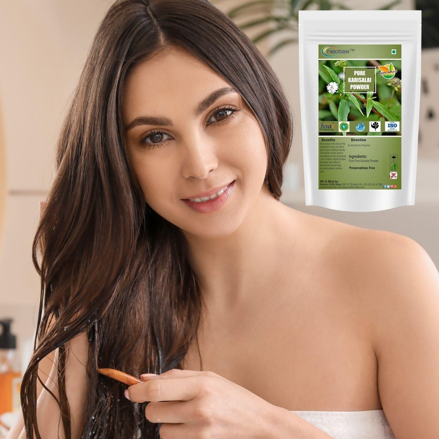 neotea Neotea Karisalankanni Bhringraj Powder | Eclipta Alba | White Prostrata | Natural Hair Growth & Scalp Care | Dandruff Control | Liver Support | False Daisy Leaves | No Preservatives | Pure & Chemical-Free | Kayonni, Kesaraja, Bhangra | Karisalai 300 