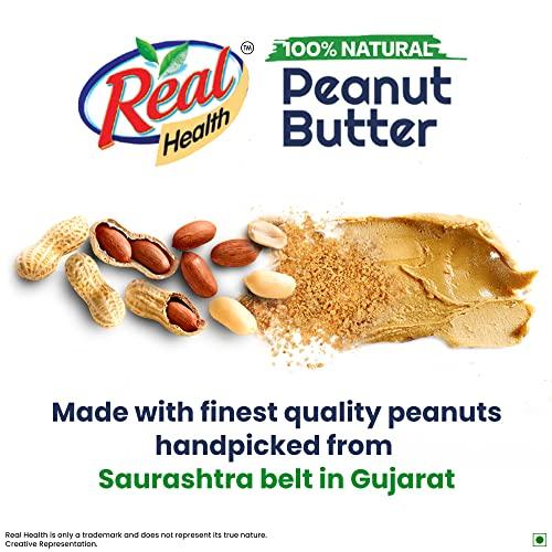 Real Real Health 100% Natural Peanut Butter (Creamy) - 350gm | Unsweetened | High Protein with 10g Protein per serve | For Fitness conscious, gym goers | Zero Trans Fat | Gluten Free | Non-GMO Peanuts