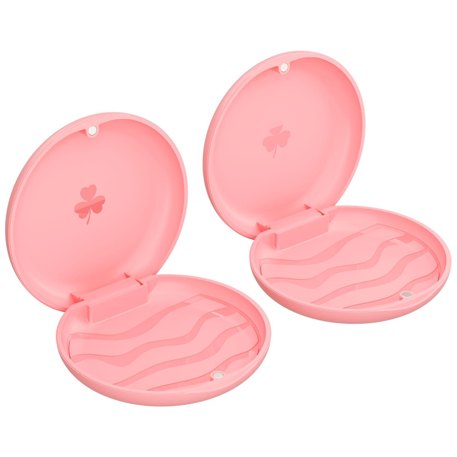 ZIZNBA (2 Pack) Retainer Case,Solid Orthodontic Retainer Case-Pink