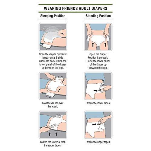 Friends Friends Premium Adult Diapers Tape Style - 30 Count (Extra Large) with odour lock and Anti-Bacterial Absorbent Core- Waist Size 29.53 - 62.99 Inch ; 75 - 160Cm