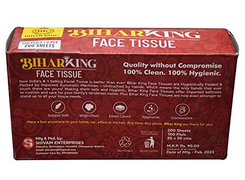 BIHAR KING Bihar King | Tissue Box 200 sheets PACK OF 2 | White colour | Facial Tissues Carton Box | Kitchen Tissue | Soft & More Absorbent Tissue