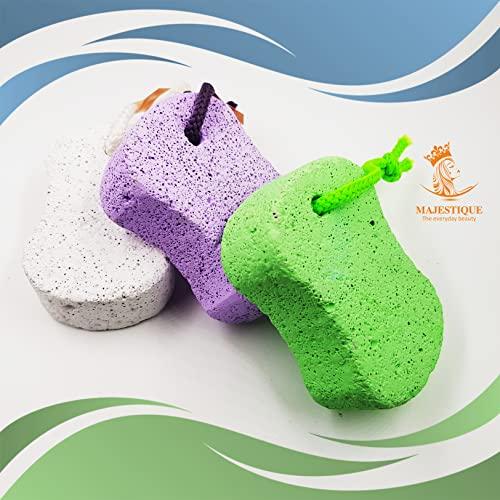 MAJESTIQUE Pumice Stone for Feet 2 pcs, Majestique Natural Lava Pedicure stone for Body, Bath Stone, Pumice Stone Remove Dead Skin for Hand, Pubic Stone Scrubber Foot Stone Exfoliating, Foot, Elbows