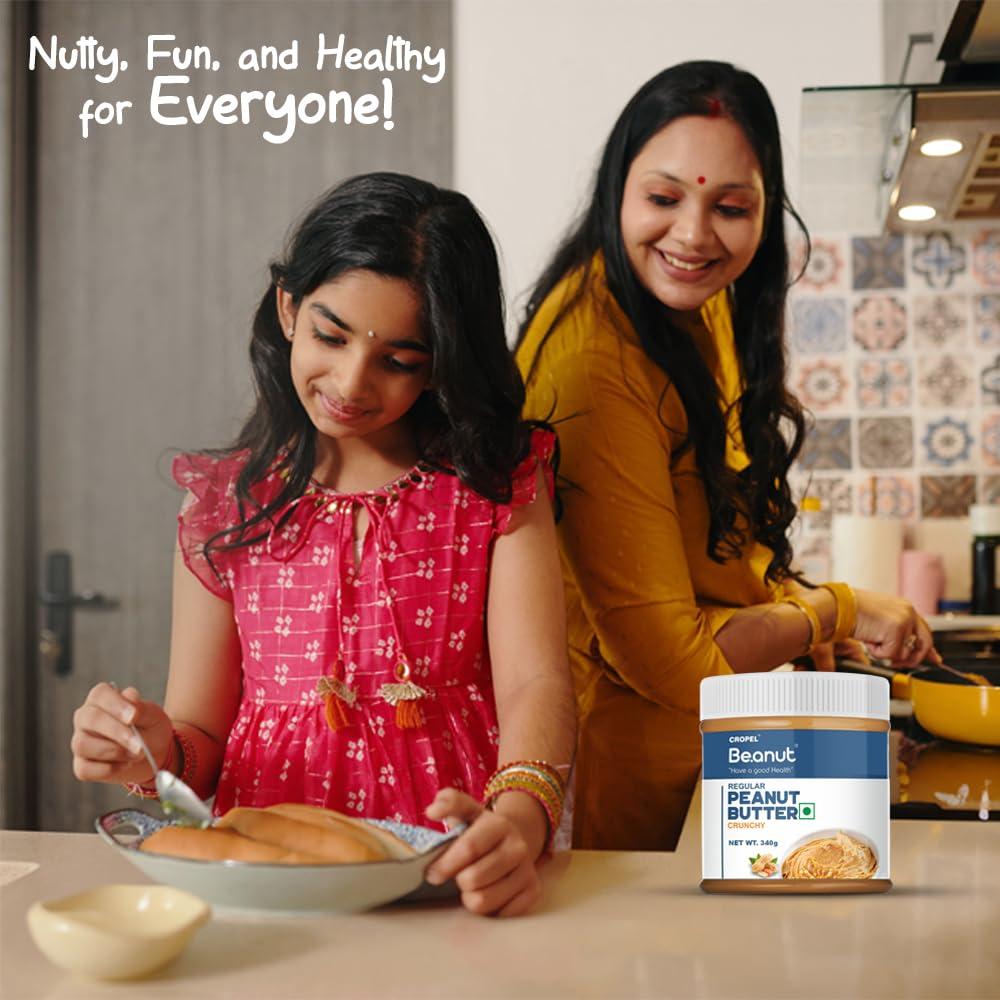 Beanut Beanut Peanut Butter Crunchy is a Smart Choice From Real Roasted Pressed Protein, Non GMO, Gluten Free, Vegan And Cholesterol Free Gym, Exercise Daily Energetic-(340g - Pack of 1)