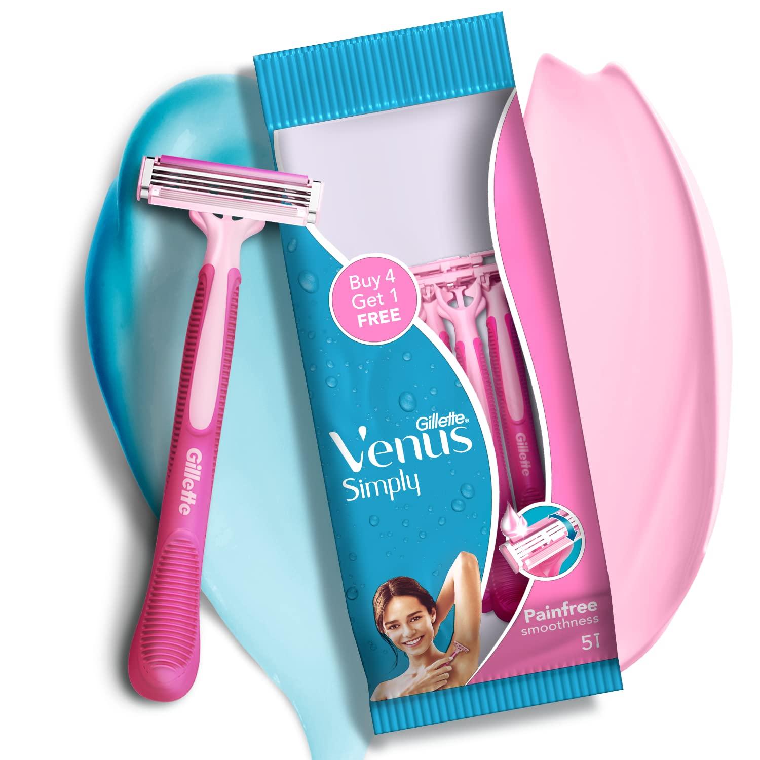 Gillette Venus Gillette Venus Simply Venus Pink Hair Removal for Women - 5 razors (Buy 4,Get 1 free) (Pack of 2)