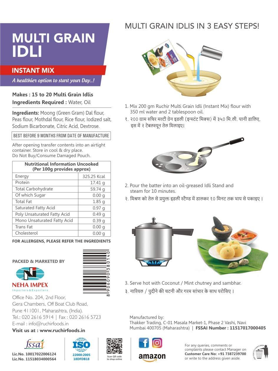 Ruchir Foods Ruchir Foods Instant Mix Multi Grain Idli - 200 GMS - Instant Mix, Instant Meal