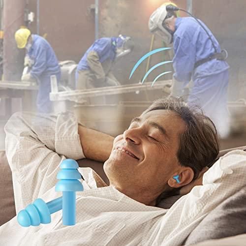 James 2 Pairs Reusable Silicone Ear Plugs, Waterproof, Hypoallergenic - Ultra Comfortable Noise Reduction Earplugs for Sleeping, Swimming, Concerts and Airplanes (earplugs 2 Set) (Blue and Green