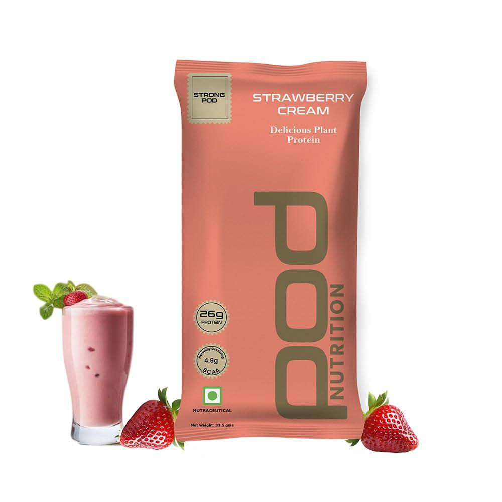 Pod Nutrition POD NUTRITION Pea Protein Isolate Powder | Vegan Plant Protein | No Added Sugar | No Dairy | 26g Protein/Sachet | Clean & Easy to Digest | All Vital Amino Acids | Strawberry Cream Flavour Pack of 15
