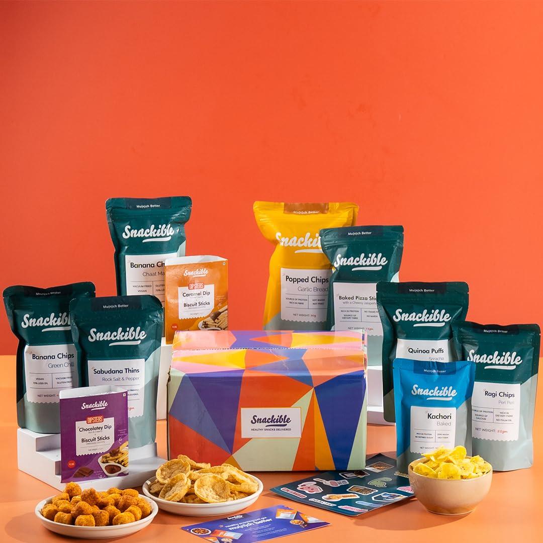Snackible MU(N)CH BETTER Snackible Bestselling Snacks Box | Box of 10 Healthy Snacks | Healthy Gift Box | No Maida & No Refined Sugar | Best Gifting Option | Corporate Gifts | Gourmet Snacks