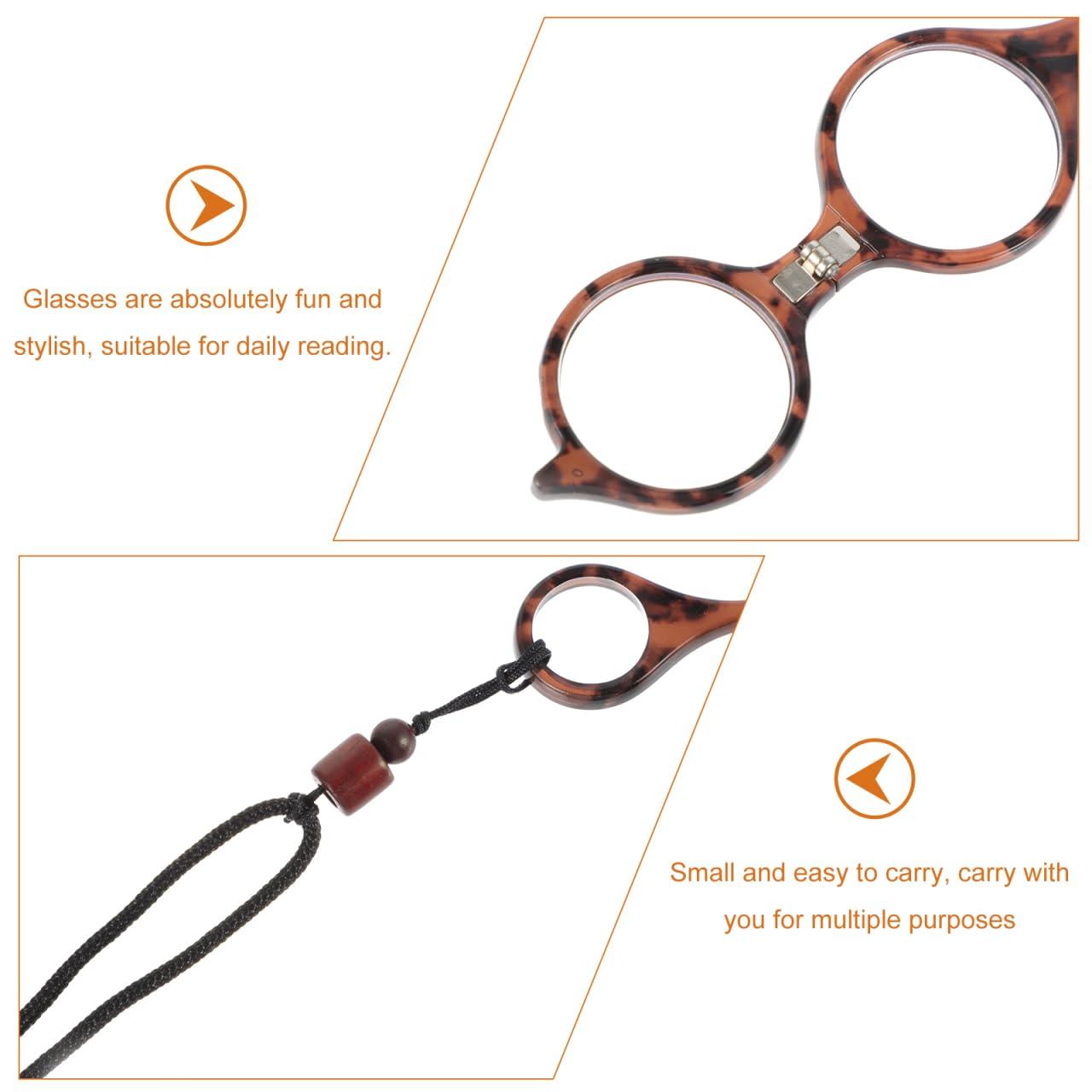 FOMIYES FOMIYES Necklace Folding Reading Glasses, 2 Pcs 1 Set Portable Hanging Neck High- definition Glasses, Exquisite Mini Readers Glasses for Men Women