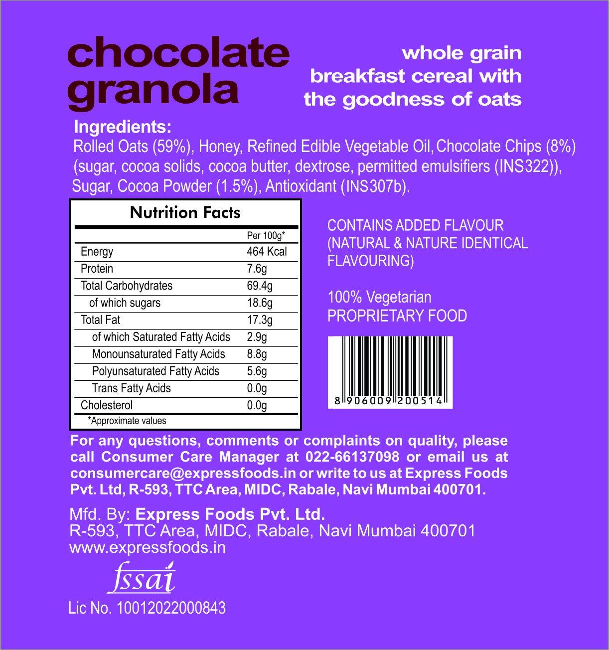 Express Foods Express Foods Chocolate Granola, 500g