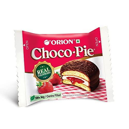 ORION ORION Strawberry Choco Pie (12 pies)| Centre-filled Chocolate biscuit