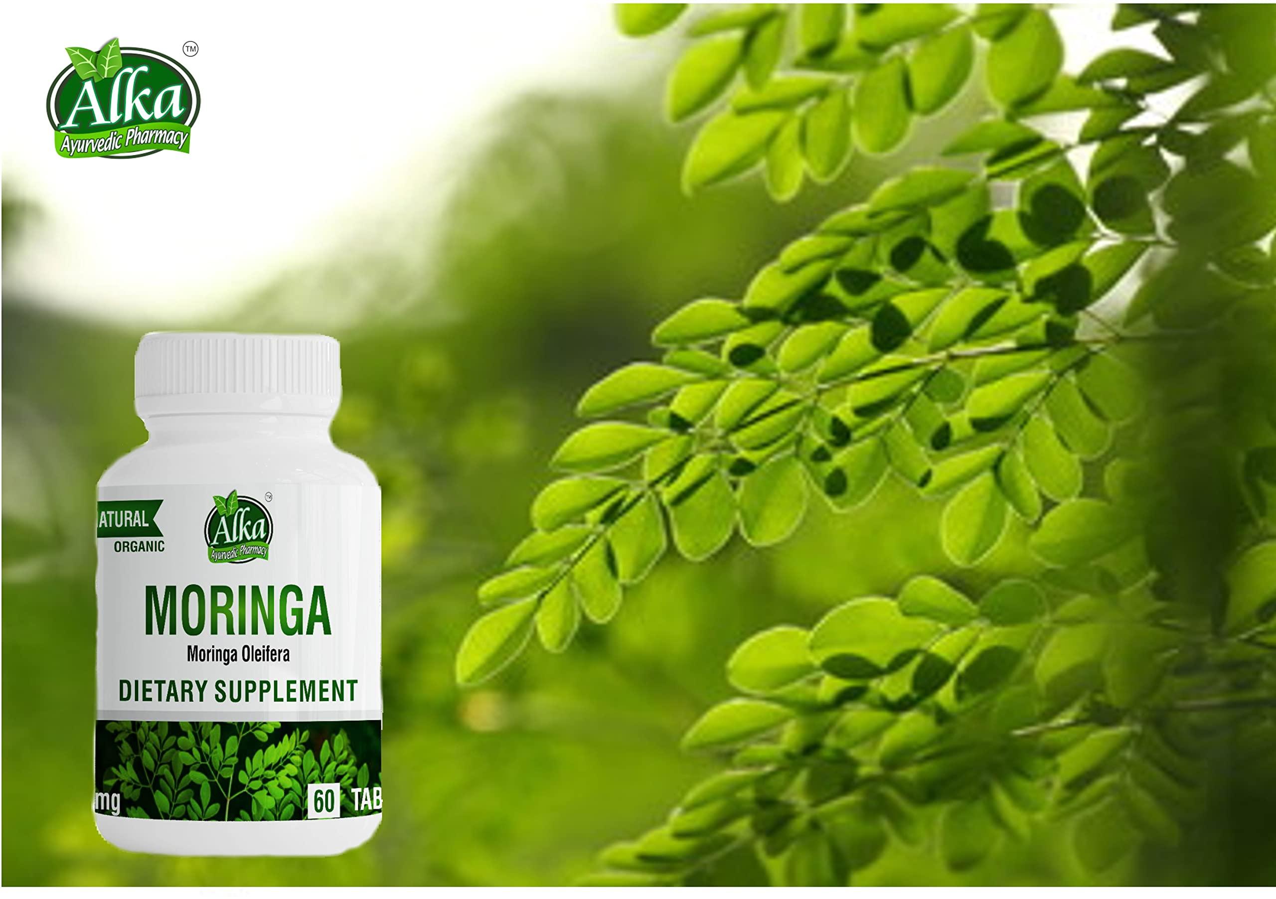 ALKA AYURVEDIC PHARMACY Alka Ayurvedic Pharmacy Organic Moringa Tablet -500 mg, Natural Nervous System, Natural Vitamins & Immune Support (60 Tablets)